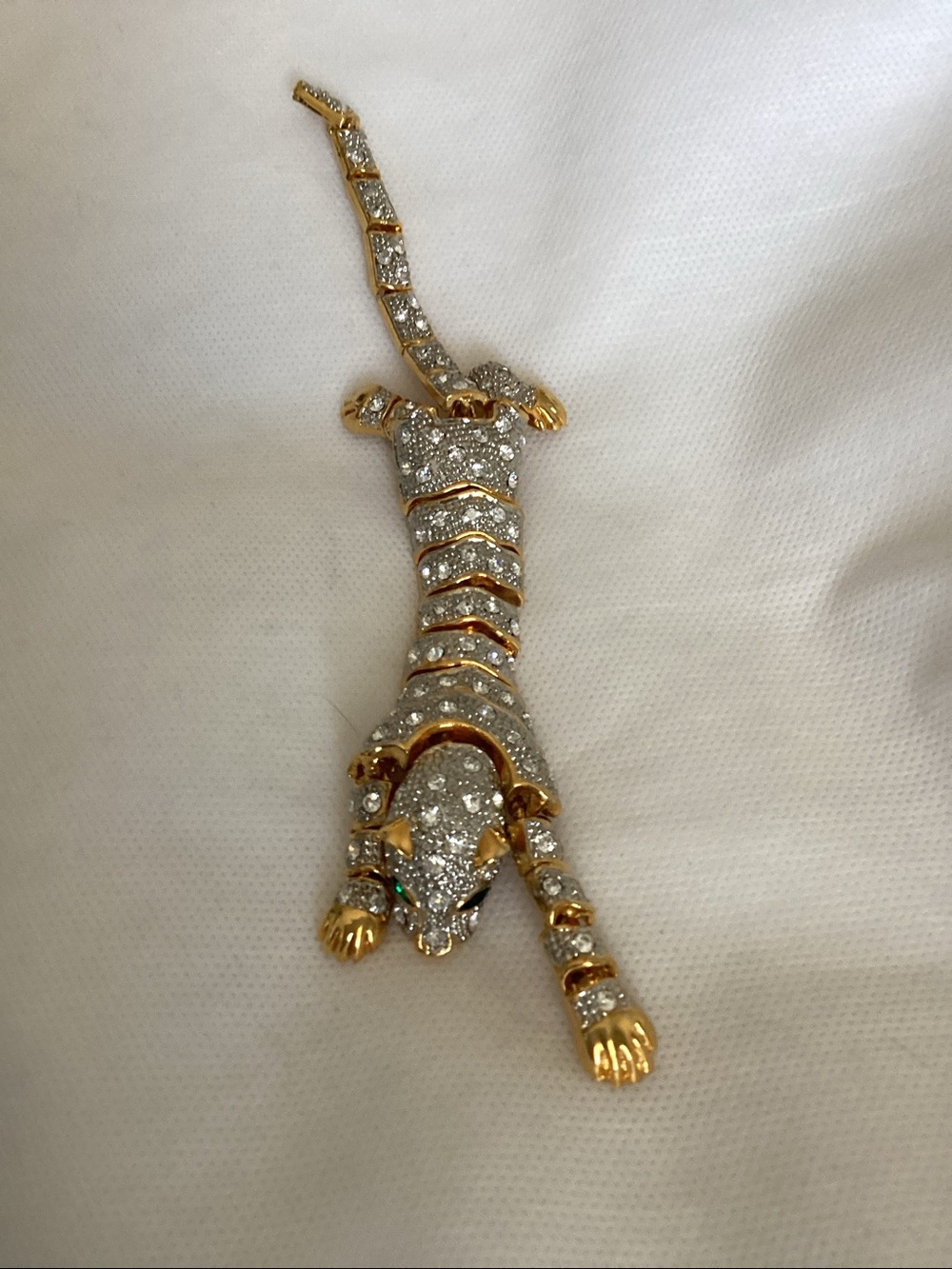 Vintage Articulated Crystal Panther Brooch